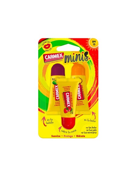 Carmex Minis Triplo Cereza Fresa y Piña SPF15 3x5g
