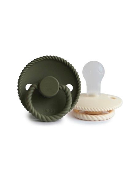Frigg 2 Chupetes Block Silicona Cream/Olive 0m