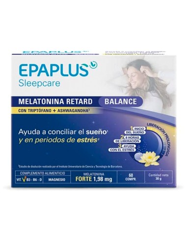 Epaplus Sleepcare Melatonina Retard Balance con Triptofano y Ashwagandha 60comp