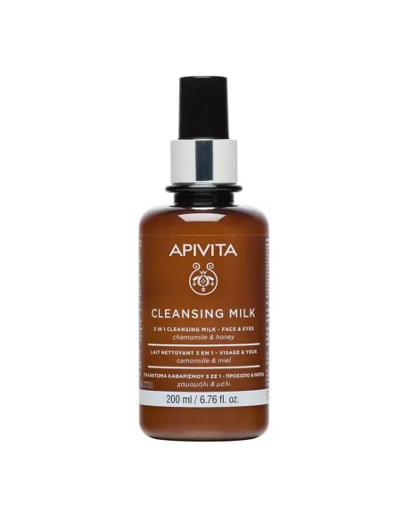 Apivita 3 en 1 Leche Limpiadora Cara y Ojos 200ml