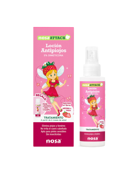 Nosa Attack Locion Antipiojos Dimeticona Fresa...