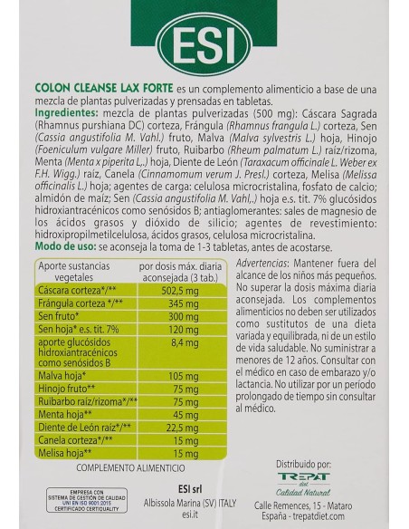 Esi Colon Cleanse Lax Forte 30 tabletas