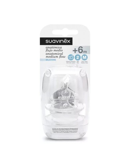 Suavinex Tetina Silicona Anatomica Flujo Medio +6m